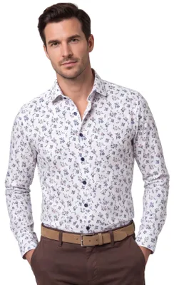 Produktbild von Olymp Hemd weiß modern fit bedruckt langarm