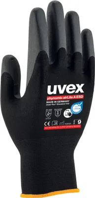 Obrázek produktu pro Uvex 60038, Rukavice do dílny, Černá, Dospělý, Dospělý, Unisex, Ochrana proti elektrostatickému výboji (ESD)