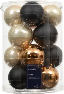 Productafbeelding van Kerstballen glas d8 cm zwart 16 st Decoris