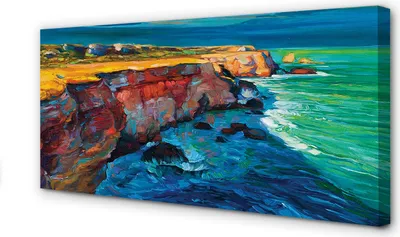 Produktbild von Leinwandbild 140x70 Wandkunst Felsen Meer Himmel