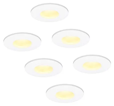 Image de HOFTRONIC - Spot LED encastrable plat 6W 570 lumen 2700K IP44 blanc 6 pièces