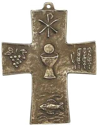 Produktbild von Kommunion Symbolkreuz 10 cm Bronze Wandkreuz