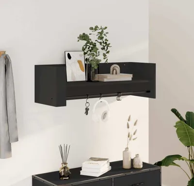 Produktbild von "WINTER SALE"Wandregal - modernes Design - Hängeregal/Küchenregal - Schwarz 100x35x30,5cm Holzwerkstoff Promotion765391 - Wandregale