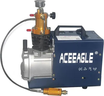 Produktbild von Hochdruckluftkompressor - PCP/Scuba-Pumpe - Bis 300 bar (30 MPa), 4500 PSI - EU-Stecker 220 V - Elektrisch - Blau