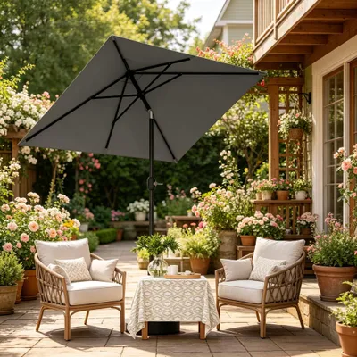 Image de Parasol de balcon à grande toile – Parasol de jardin et de piscine pour l'extérieur, protection UV, résistant aux intempéries, pour le jardin, la terrasse et la piscine, sans pied