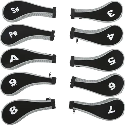 Zdjęcie produktu dla 10-częściowy neoprenowy pokrowiec na główkę kija golfowego do woods, irons, golfistów, entuzjastów, szary