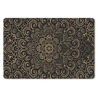 Produktbild von MuchoWow® Schreibtischunterlage Goldenes Muster auf schwarzem Hintergrund 60x40 cm - XXL Mauspad - Großes Mauspad