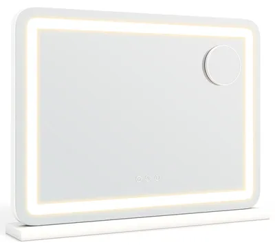 Obrázek produktu pro Kosmetické zrcadlo COSTWAY s osvětlením, make-up zrcadlo o rozměrech 58x43 cm s 3 režimy osvětlení, 10x zvětšením a dotykovým spínačem, zrcadlo ve stylu Hollywoodu s USB a Type-C porty