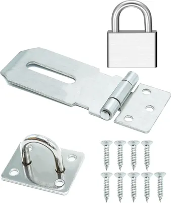 Produktbild von 1 x robuste Edelstahl-Überfalle mit 30 mm Vorhängeschloss – sichere Verriegelungslösung für Tore, Schränke und Haustierkäfige
