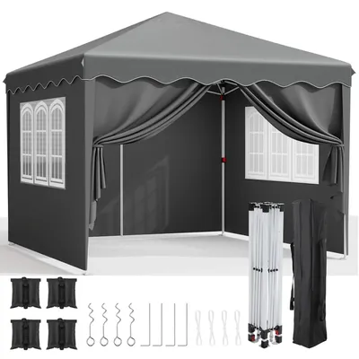 Obrázok produktu pre Záhradný pavilón 3x3 m - Nafukovací pavilón na párty - Vodotesný - UV ochrana 50+ - 4 bočné steny - S pieskovými vreckami - Šedý