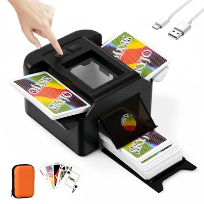 Produktbild von Mapille Kartenmischmaschine Elektrische,Automatischer Kartenmischer,Kartenmischgerät,Mischmaschine für 1–2 Decks,mit Auto/Manuellem Modus,für Kartenspiele,Texas Hold'em,Poker (Schwarz)