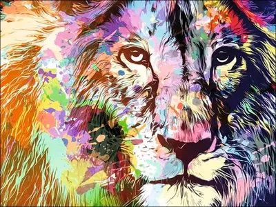 Produktbild von Leinwandbild Colorful Lion VI 116x84 cm