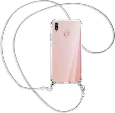 Produktbild von Handykette Backcover-Schutzhülle mit Band (Metall silberfarben) für Huawei P20 lite - silberfarbene Kette Snake