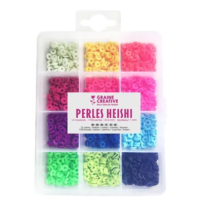 Image de Boîte de perles Heishi - 12 couleurs fluo