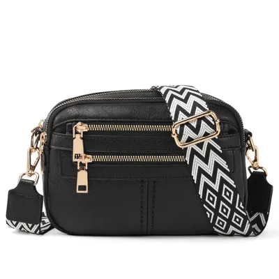 Produktbild von Schultertasche Umhängetasche Damen Mittelgroß tasche mit Weich Breiter Gurt Damen Handtasche mit Verstellbarer Schulterriemen (Schwarz)