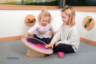 Produktbild von EDUPLAY 110407 Dreheinrichtung Tisch/Wand für runde Faszinationsmatten, Ø 45 cm, natur