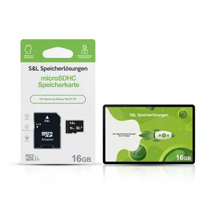 Produktbild von microSD Speicherkarte S&L für Samsung Galaxy Tab S7 FE - Speicherkapazität: 16 GB