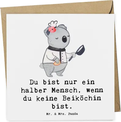 Produktbild von Mr. & Mrs. Panda Grußkarte Beiköchin Herz - Weiß - Geschenk, Lustig, anlasskarte, Gastronomie, Glückwunschkarte, Witzig, Spruch, faltkarte, Klappkarte, Restaurant