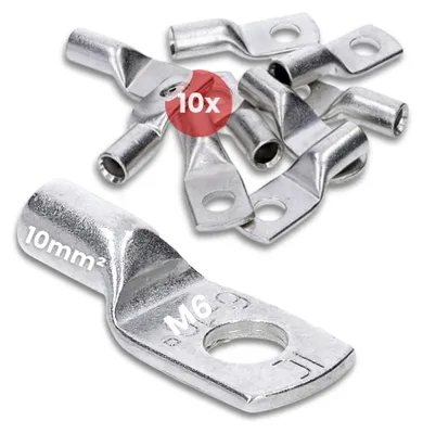 Krimpkabelschoenen 10 mm², M6, vertind koper, 10 Stück