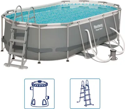 Produktbild von Bestway Power Steel Schwimmbecken-Set Oval 427×250×100 cm 56620