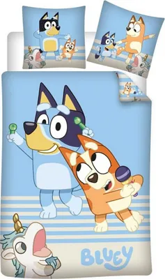 Imagen del producto de Juego de sábanas Bluey, diseño de unicornio, 140 x 200 cm, algodón