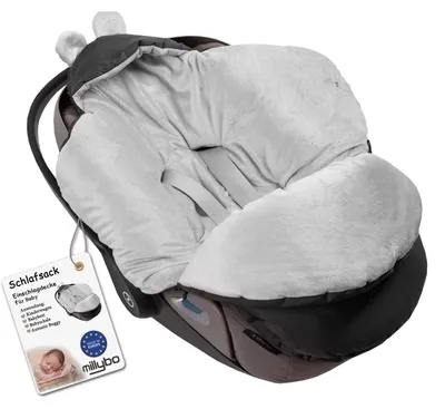Produktbild von MILLYBO Baby Fußsack – Winter Einschlagdecke für Kinderwagen & Autositz - Schwarz mit Grau