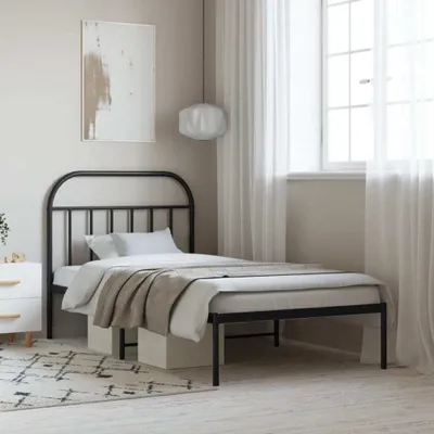 Productafbeelding van Maison Exclusive - Bedframe met hoofdeinde, zwart metaal, 100x200 cm
