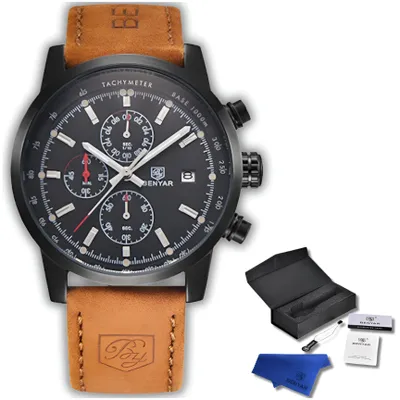 Zdjęcie produktu dla Zegarek Męski Benyar Klasyczny Elegancki Chronograf Datownik + Pudełko