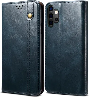 Produktbild von Galaxy A32 5G Hülle, LaimTop Leder Flip Brieftasche Schutzhülle für Samsung Galaxy A32 5G Blau