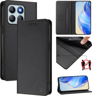 Produktbild von Lederhülle für Honor X8b Hülle Flip Brieftasche Kartenfächern Ständer Schutzhülle Schwarz