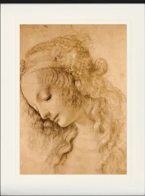 Produktbild von Leonardo Da Vinci Gerahmtes Bild Mit Edlem Passepartout | Wand-Bilder | Im Bilderrahmen - Weiblicher Kopf, Circa 1478 (80 x 60 cm)