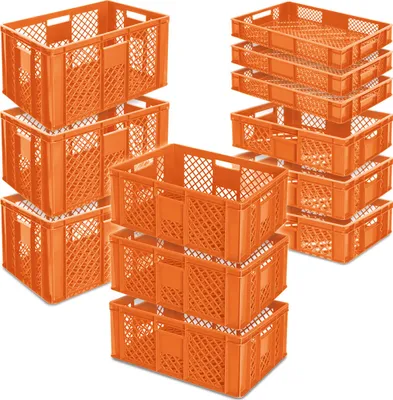 Produktbild von 12 Euroboxen/Bäckerkisten, LxB 600x400 mm, H 90 mm/150 mm/240 mm/320 mm, orange