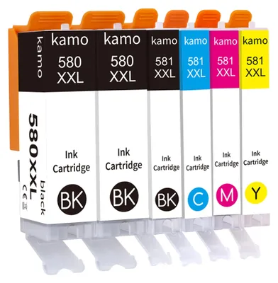 Zdjęcie produktu dla Kamo 580 581 XXL, wkłady atramentowe kompatybilne z Canon PGI-580 CLI-581 (zestaw 6 sztuk)