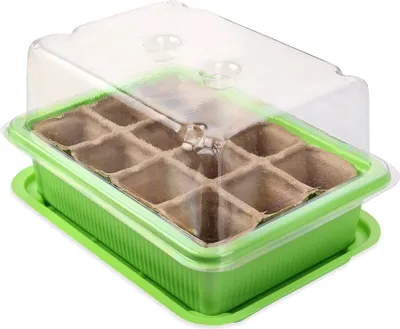 Produktbild von Schramm® 6 Stück Anzucht Set Gewächshaus Anzucht Schale Töpfe Zimmergewächshaus 20,5 x 15,5 x 11 cm für 72 Anzuchttöpfe  Anzuchtset Mini-Gewächshaus