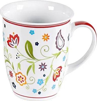 Produktbild von Flirt by R&B 018752 Doppio Shanti Kaffeebecher mit Paisley-Muster 320 ml, Porzellan, weiß