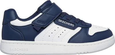 A side view of a single Skechers shoe.