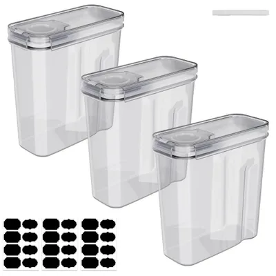 Obrázek produktu pro Sada vzduchotěsných nádob na skladování potravin - objem 4 litry - 3/6/9 kusů - plast PP s víkem - dávkovač obilovin, organizér - bílá barva