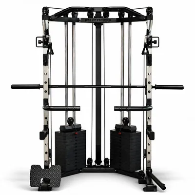 Immagine prodotto di PH Fitness Smith Machine ad angolo con cavi – Blocco pesi da 160 kg – Stazione multifunzionale – Doppia puleggia – Stazione per trazioni e dip – Per casa e palestra