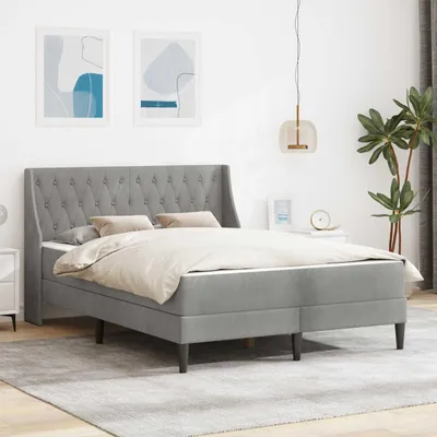 Zdjęcie produktu dla Maison Exclusive – łóżko z materacem, jasnoszare, 140 x 190 cm, aksamit