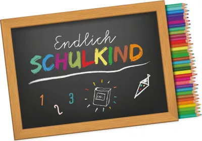 Produktbild von itenga 10x Aufkleber Sticker "Endlich Schulkind / Stifte" Freiform 14 x 9 cm