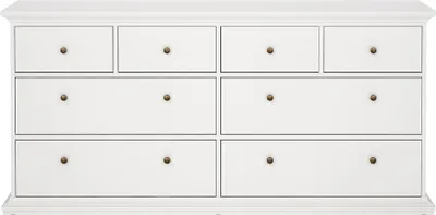 Produktbild von Venedig Kommode mit 4 grossen Schubladen und 4 kleinen Schubladen, Breite 183 cm, Höhe 86 cm weiss.