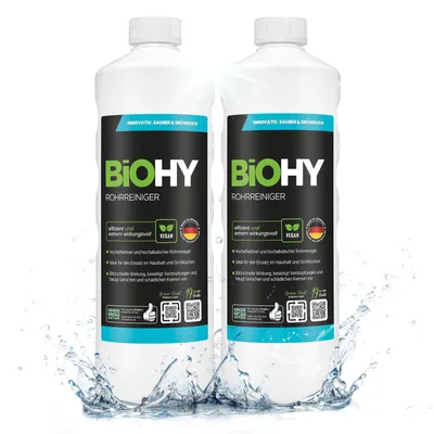 Produktbild von BiOHY Rohrreiniger + Dosierer, Abflussreiniger, Rohrfrei, Abflussfrei, 2 x 1 l
