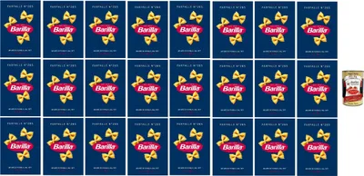 Produktbild von Barilla Farfalle N.265 – 24×500 g Schleifenpasta aus Hartweizengrieß, ideal für Saucen & Salate, al dente in 12 Min., hergestellt in Italien + Italian Gourmet polpa