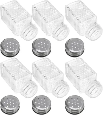 Produktbild von 6stücke Glas Gewürzglas Salzstreuer Pfefferstreuer Gewürzflasche Salzbehälter Pfefferbehälter Küchenaufbewahrung Mehrzweckglasbehälter für Gewürze Salz Pfeffer Öl Honig