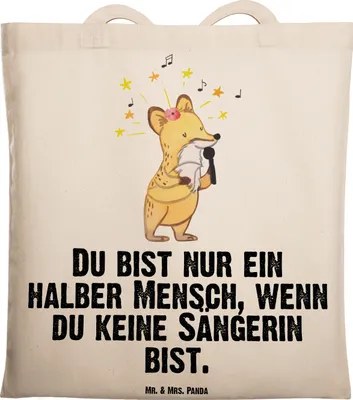Produktbild von Mr. & Mrs. Panda Tote Bag Sängerin Herz - Transparent - Geschenk, Shopping Tasche, Schultasche, Jutebeutel, Uni