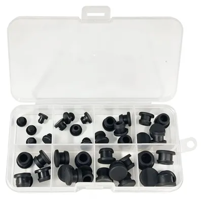 Silikonstopfen 40-tlg., 8 Größen, 4–10 mm, schwarz