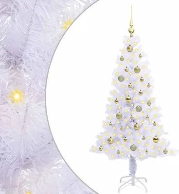 Image de Sapin de Noël artificiel avec 150 LED Blanc 150 cm PVC et Acier