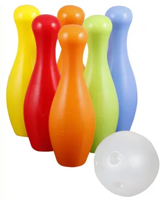 Produktbild von Pilsan Bowling Kinder Kegelspiel 06137 mit 6 Kegel, 2 Kugeln, drin und draußen bunt