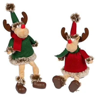 Produktbild von 2 Figuren Dekoration Skulptur Santa Elch Kantensitzer 20 cm