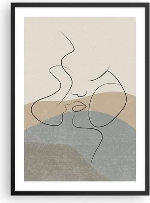 Produktbild von Gerahmtes Poster - Schwarzer Rahmen - Kuss Skizze Paar - 50x70 cm - Wand Bild - Wanddeko - Wandbilder - Kunstposter - Wandposter - Bilderrahmen - Bilder - Kunstdruck - Wanddekoration - P2BPA50x70-5170